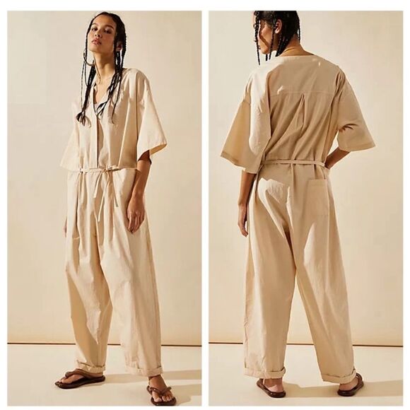 NWOT Free People Oversized Button Down Jumpsuit size XS - Picture 1 of 6